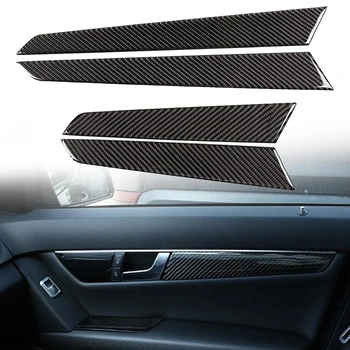 4 шт./компл. Наклейка на Внутреннюю Дверную панель Автомобиля, Наклейки для внутренней отделки, 3K Углеродное волокно, Защита от царапин, украшение для Mercedes-Benz W204 07-14