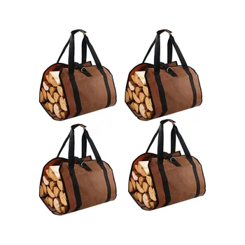 4 шт. сумка для хранения дров, переносная сумка для переноски дров, переносная холщовая сумка для лесозаготовок