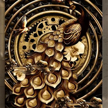 beibehang Пользовательские обои 3D фреска роскошный европейский фон из черного золота с павлином декоративная живопись papel de parede обои