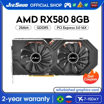 JIESHUO Игровая видеокарта AMD RX 580 8GB GDDR5 GPU 256bit 2304 PCI-E 3.0 RX580 8G Настольный Компьютер Видео Офис KAS RVN CFX