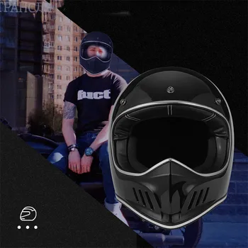Винтажный мотоциклетный шлем Cafe Racer с полным лицом, ретро casco de moto DOT, одобренный Capacete Jet helmet для мотоцикла