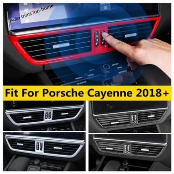 Внутренний комплект Для Porsche Cayenne 2018 - 2023 Air AC Outlet Вентиляционная Рамка Отделка Крышки ABS Матовый/Красный/Аксессуары из Углеродного волокна