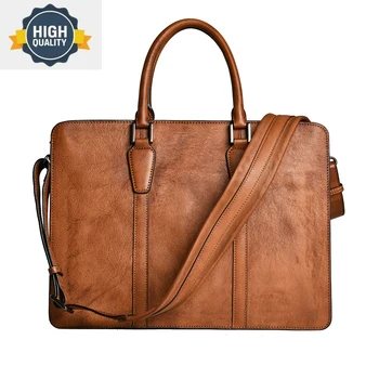 высококачественный винтажный мужской портфель из натуральной кожи, деловая сумка для ноутбука, роскошные офисные сумки-мессенджеры из воловьей кожи