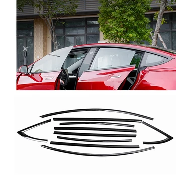Для Tesla Модель 3 2017-2023 Отделка Окон Автомобиля Титановый Черный Внешний Боковой Молдинг Прокладка Уплотнительной Прокладки Уплотнительной Полосы