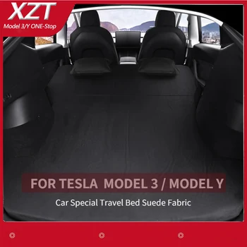 Для Tesla Модель 3 Модель Y 2017-2022 Надувной Надувной Матрас Для Кемпинга На Открытом Воздухе Надувная Специальная Замшевая Ткань Автомобильная Дорожная Кровать