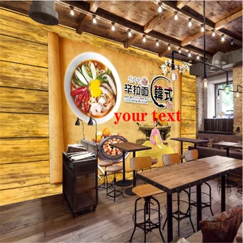 Изготовленные вручную в корейской тематике Ресторанные обои с пейзажем Лапша Рамэн Желтый фон Промышленный декор Настенные обои 3D
