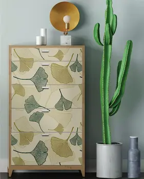 Контактная бумага с листьями Гинкго, Водонепроницаемые Виниловые Самоклеящиеся обои для ремонта съемной мебели