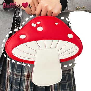 Милые 3D Женские сумки и кошельки в форме красного гриба, кавайная сумка через плечо для девочек, Повседневный клатч на цепочке, Дизайнерская мини-сумка для рук