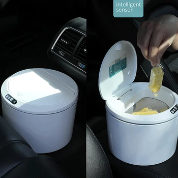 Настольное сенсорное мусорное ведро Автоматическая мини-корзина для мусора с крышкой на батарейках для стола и автомобиля 3л