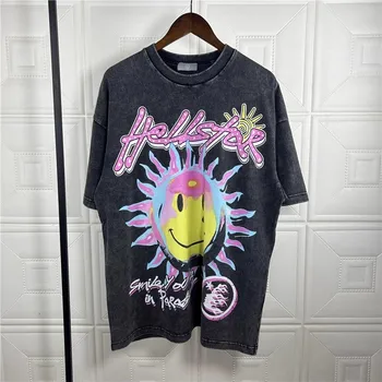 Новая повседневная футболка Hellstar Sun Shining 2023, мужская, женская, винтажная, модная, свободная, с коротким рукавом, старая футболка