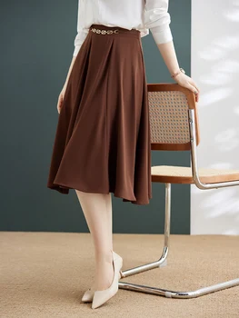 Однотонная женская юбка для кафе, y2k, свободные плиссированные элегантные женские юбки, корейская одежда, офисная женская юбка 2022