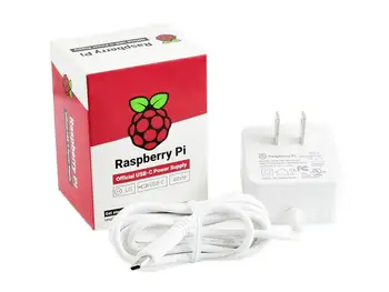 Официальный источник питания Raspberry Pi USB-C для Raspberry Pi 4 USB Type-C стандарта США Белого/черного цвета Выходной ток 3.0A