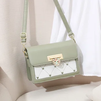 Популярная маленькая сумка | Сказочная сумка в форме сердца | Корейский стиль Модный и универсальный дизайн цветного блока с широким ремешком