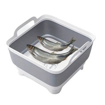 Походный инструмент, Многофункциональная сумка для хранения, Портативная Складная ванна для мытья посуды Со сливной пробкой для белья, Кухонный контейнер для рыбалки
