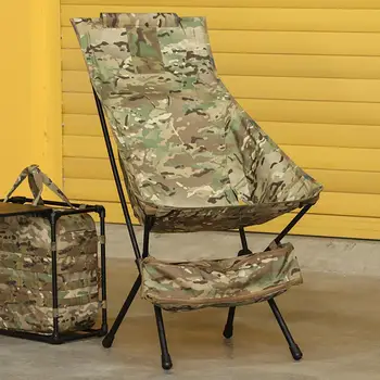 Походный тактический Пляжный складной стул, Камуфляжный портативный Рыболовный стул с высокой спинкой, боковая сумка