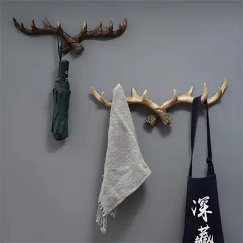 Ретро-крючок из оленьего рога, Декоративные крючки, настенный крючок для пальто, креативные инструменты для хранения, бытовые украшения для дома, аксессуары