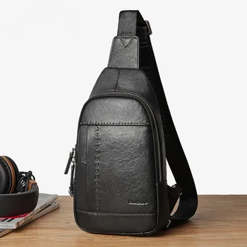Роскошная Дизайнерская Мужская нагрудная сумка из натуральной кожи Через плечо, прочная сумка, Винтажный кошелек для отдыха, дорожный кошелек