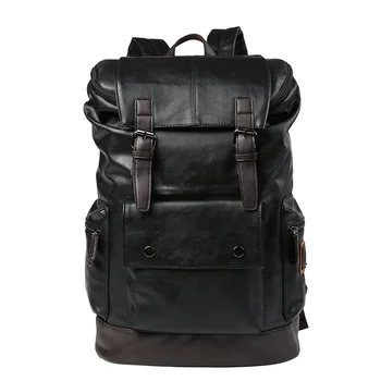 Роскошный Брендовый Кожаный Мужской рюкзак, Молодежный Рюкзак для путешествий Большой Емкости, Школьная сумка для ноутбука, мужская деловая сумка через плечо, черный