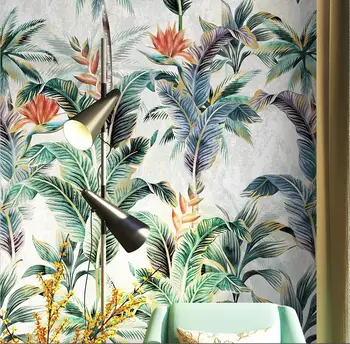 Скандинавские Тропические растения Цветок Райская птица Обои Фотообои ТВ Фон Настенная живопись обои для гостиной Спальни