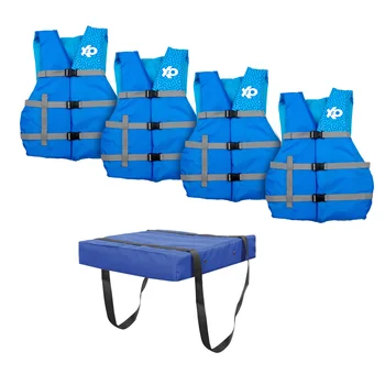 Универсальный спасательный жилет и куртка для взрослых, синий океанский коралл, (4 упаковки) Плюс подушка для лодки
