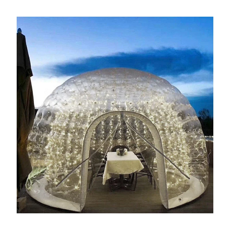 Светодиодный надувной шатер с пузырьками, Прозрачный Роскошный Гостиничный Купол, Надувной шатер для ресторана