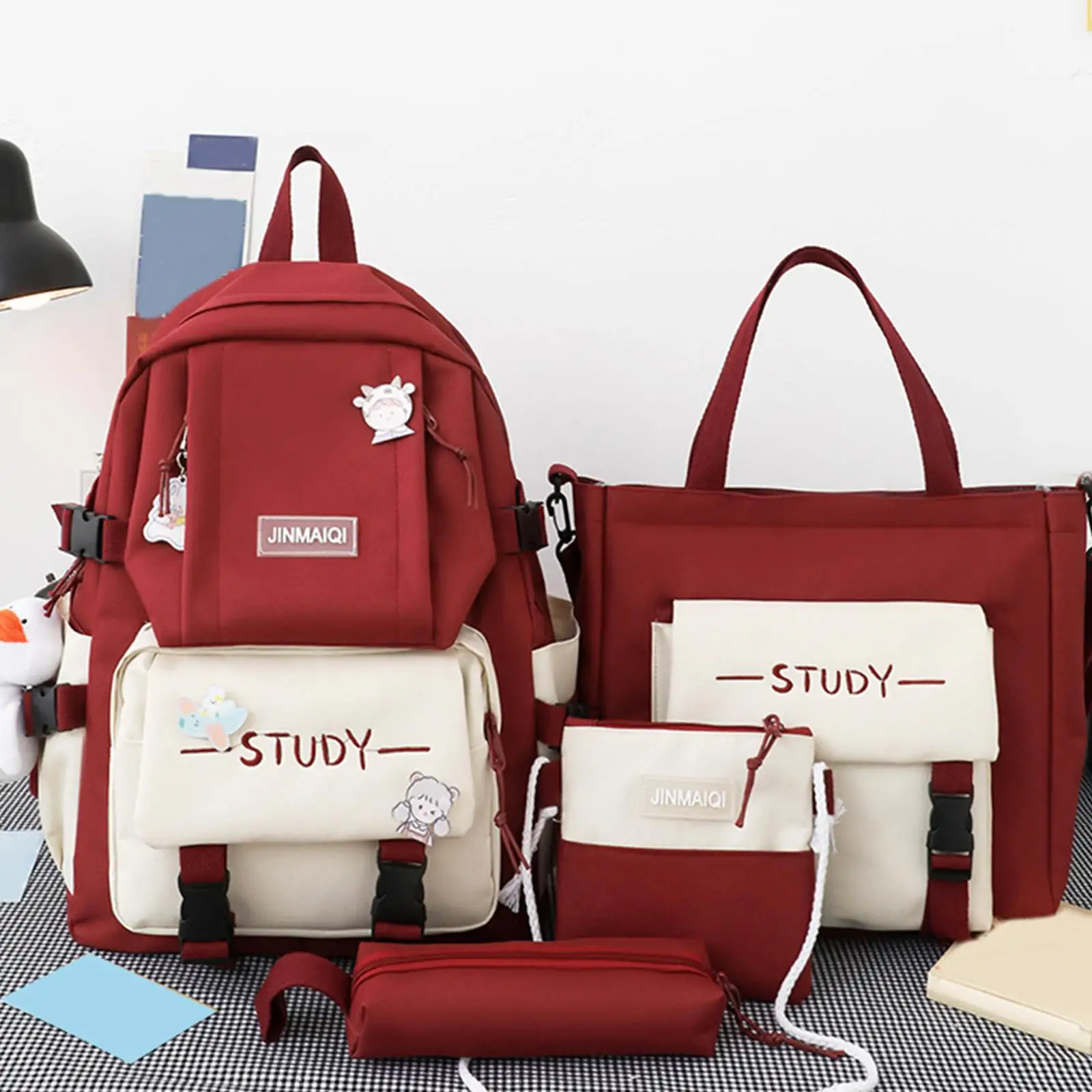 4 шт./компл., холщовая сумка-тоут для подростков, студенток, девочек, рюкзак для ноутбука, стильная дорожная сумка для подгузников, пенал