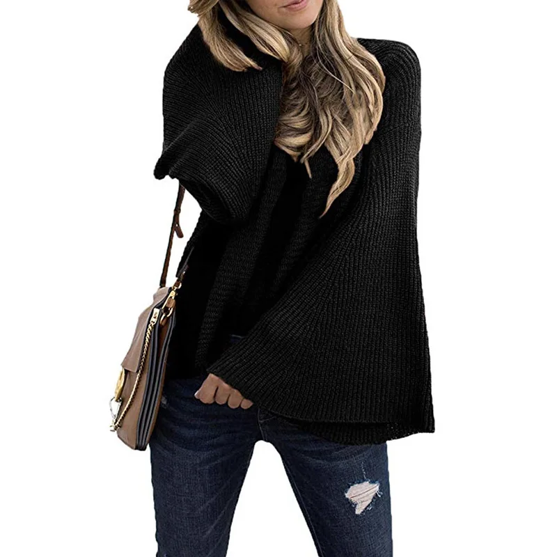 2023 осенне-зимний свитер в Европе и Соединенных Штатах, свободный пуловер с расклешенными рукавами, свитер для женщин