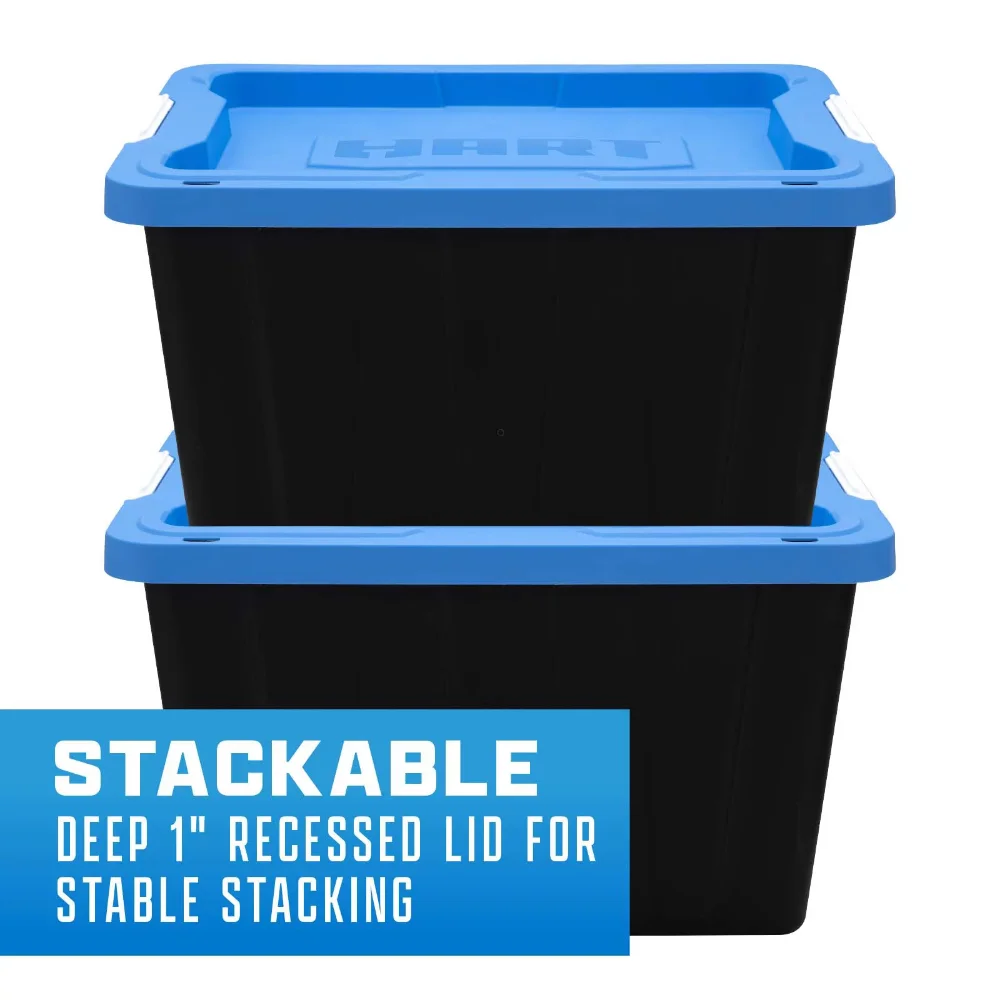 Пластиковый Контейнер для хранения с защелкой на 12 галлонов, черный с синей крышкой, размером 4,22,70 X 15,30 X 13,30 дюйма