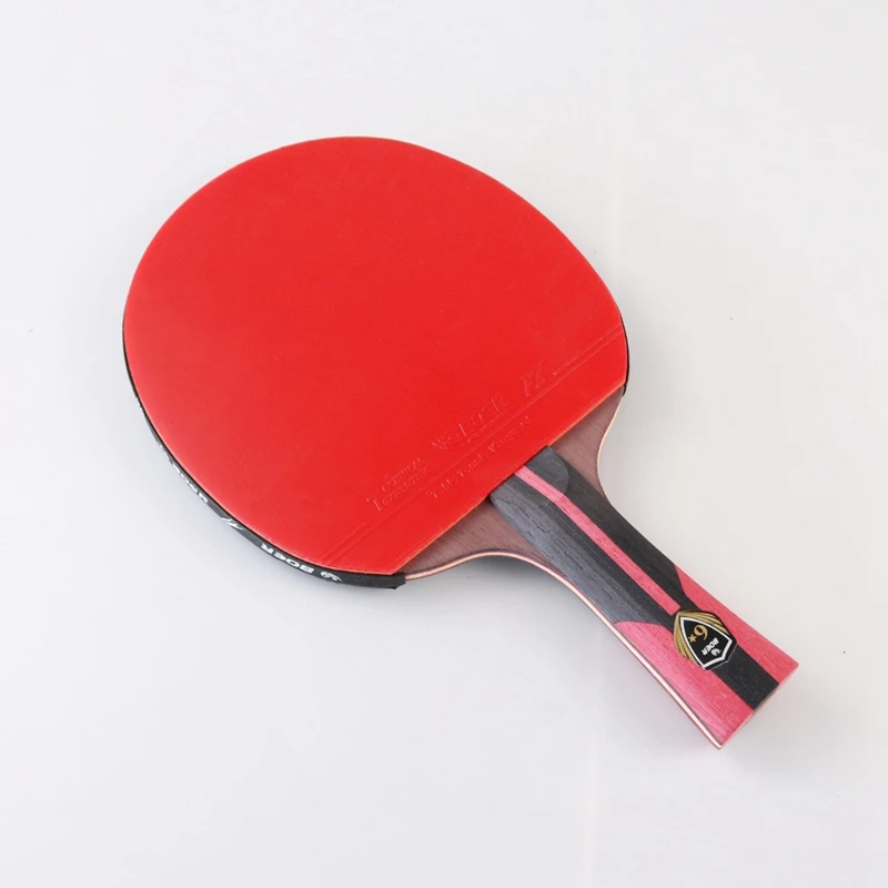BOER 1 ШТ Ракетка Для настольного тенниса с Черным Лезвием Из Углеродистой Стали С Резиновой Горизонтальной Рукояткой Красного Цвета