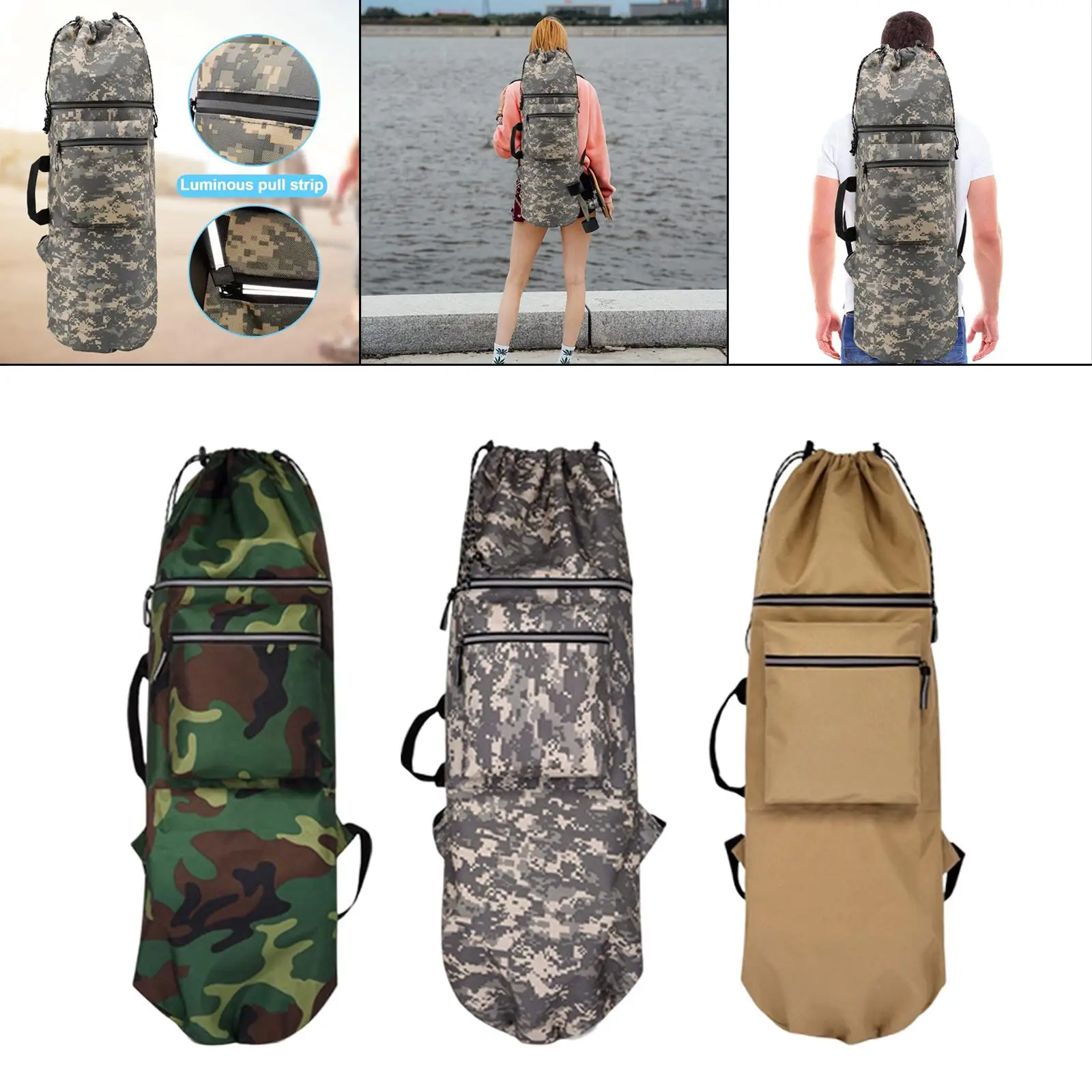 Длинная сумка для скейтборда из ткани Оксфорд, сумка для скейтборда, 33-дюймовый чехол для переноски скейтборда, рюкзак для лонгборда для путешествий