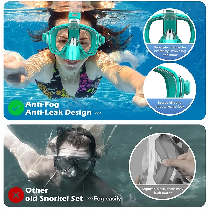 Маска для подводного плавания, набор складных масок для дайвинга с системой сухого верха и креплением для камеры, профессиональное снаряжение для подводного плавания с защитой от запотевания