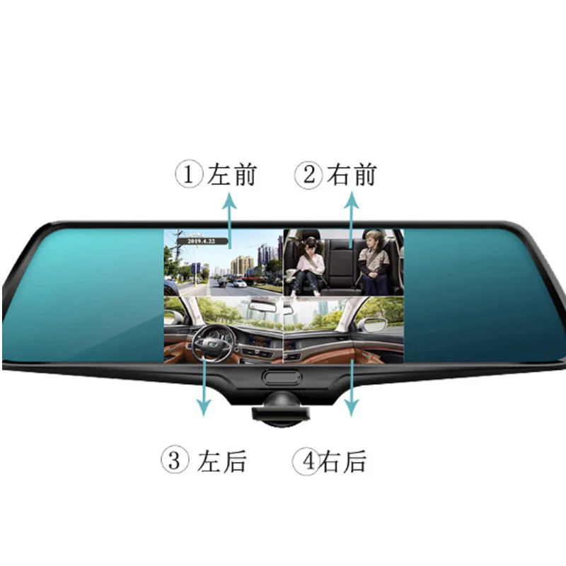 ВИДЕОРЕГИСТРАТОР 360 panorama HD 1080P с двойной записью спереди и сзади, 5-дюймовый сенсорный экран, интеллектуальное зеркало заднего вида